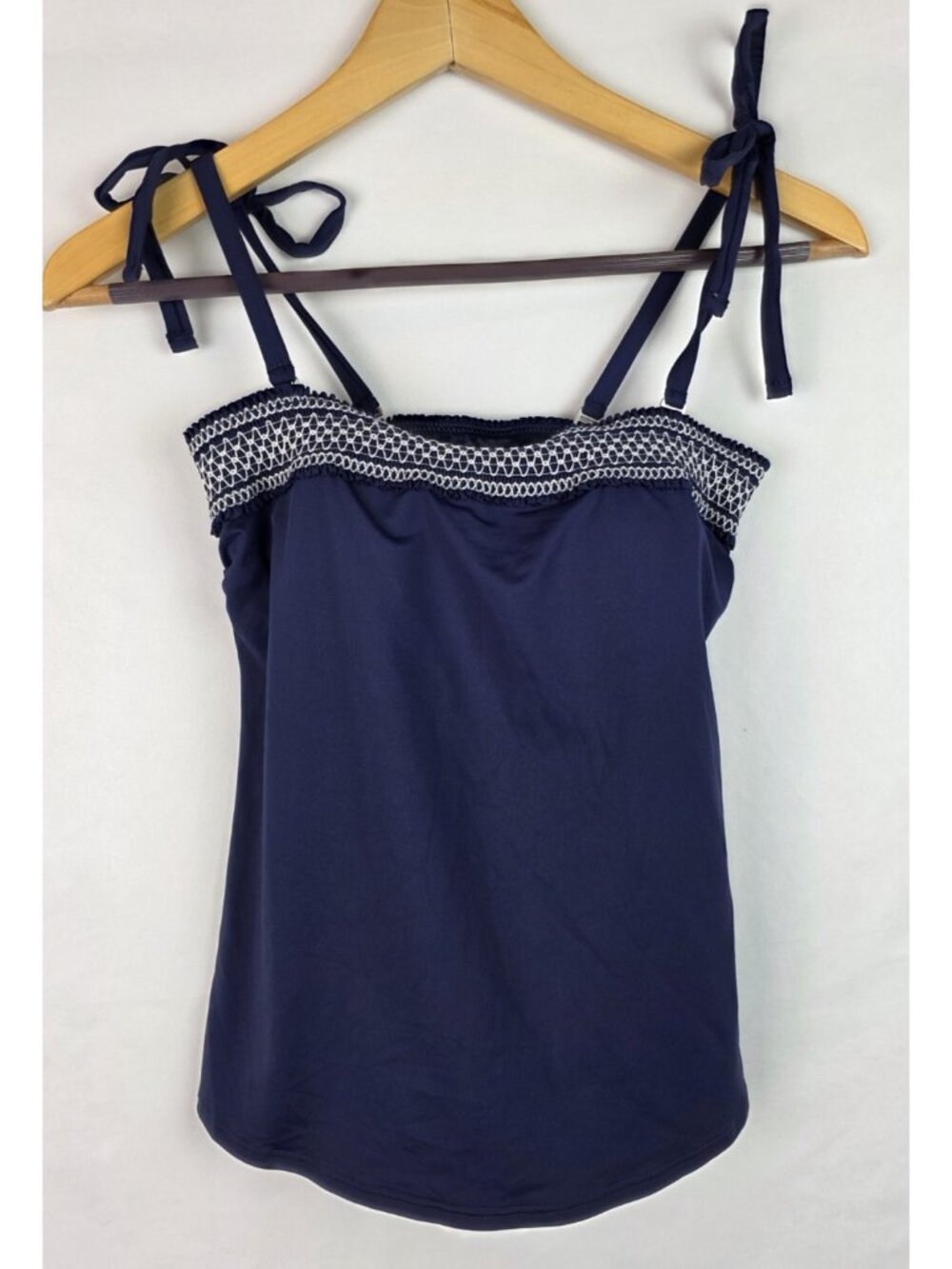 Lands' End Draper James Tankini Top Women's Size 6 Blue Smocked Swimsuit Swim